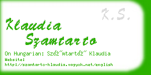 klaudia szamtarto business card